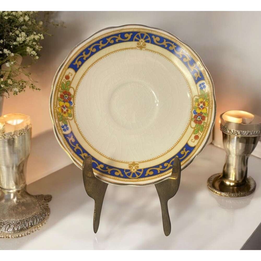 Vintage Grindley Porcelain Saucer Only Floral Gold Bone China England